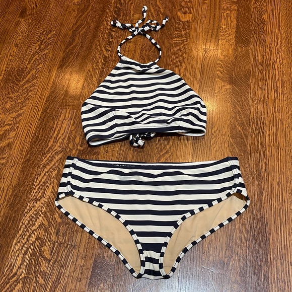 J. Crew Other - J.Crew Navy Stripe Halter-neck Bikini